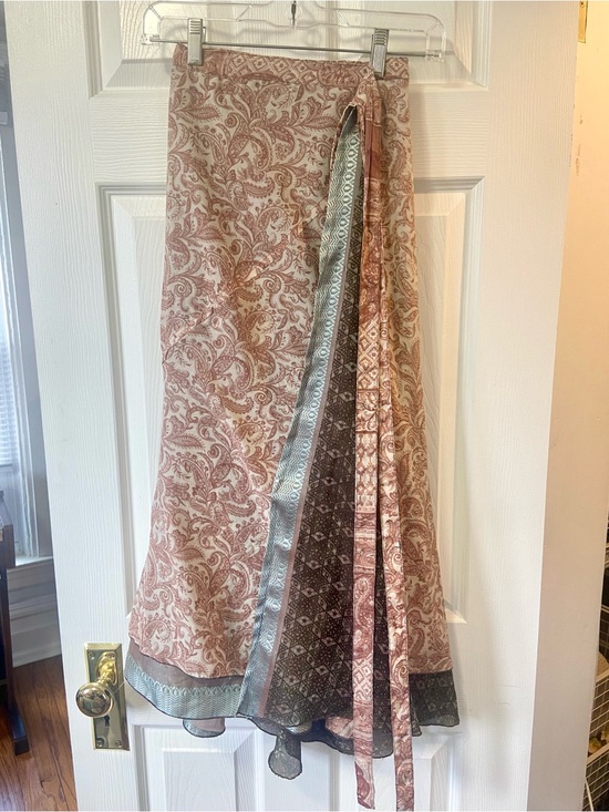 The Unbranded Brand Dresses & Skirts - 100% Upcycled Sari Silk Adjustable, Reversible, Wrap Skirt, Made in India